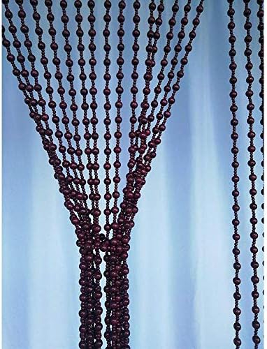 OKUOKA Beaded Door Curtain Retro Style Red Wine Handmade