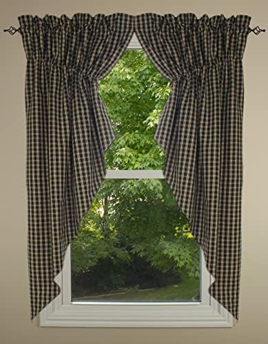 Country Classic Black Lined Gathered Swag 72x63 1