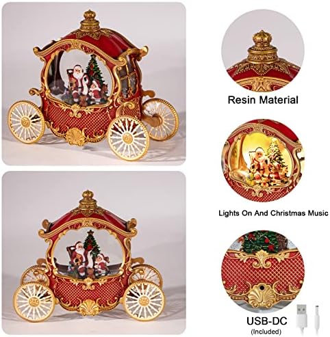 Christmas Carriage Snow Globe with Music and Timer