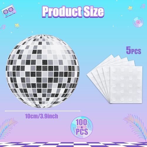 Glitter Disco Ball Cutouts 100Pcs Silver DIY Decor