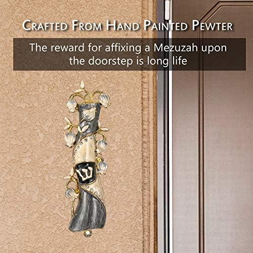 Matashi Hand Painted Mezuzah with Gold and Crystals