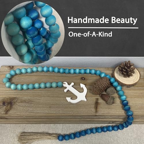 40 Inch Handmade Farmhouse Bead Garland with Tassel