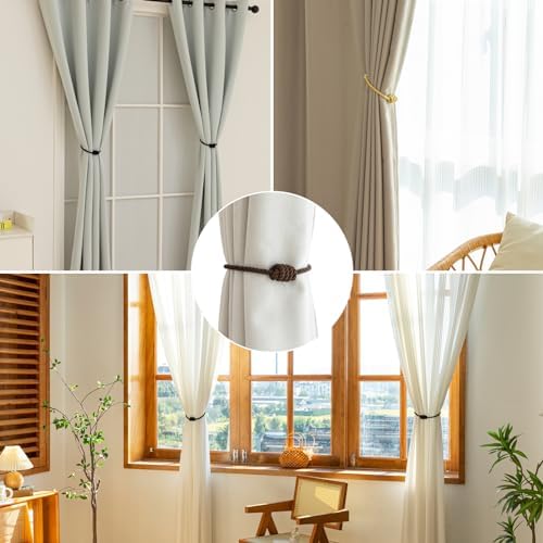 Contoeey Magnetic Curtain Tiebacks 4 Pack Coffee Finish