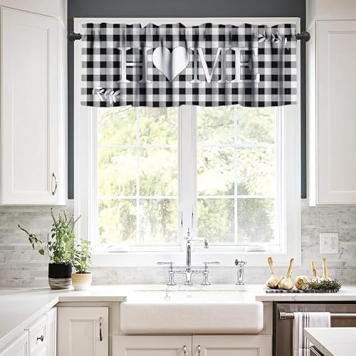 JESTRONRY Buffalo Plaid Valance Curtain 54x18in