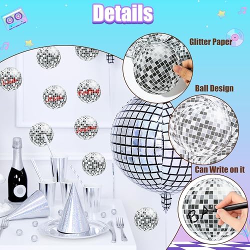 Glitter Disco Ball Cutouts 100Pcs Silver DIY Decor