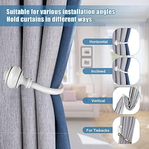 4Pcs Curtain Holdbacks - Wall Mounted Drapery Tiebacks with Screws White