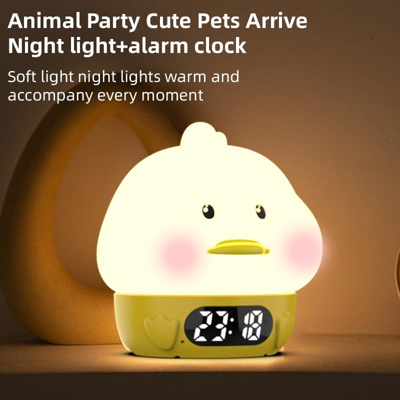 RUISHINE Alarm Clock Duck Night Light with Temperature Display