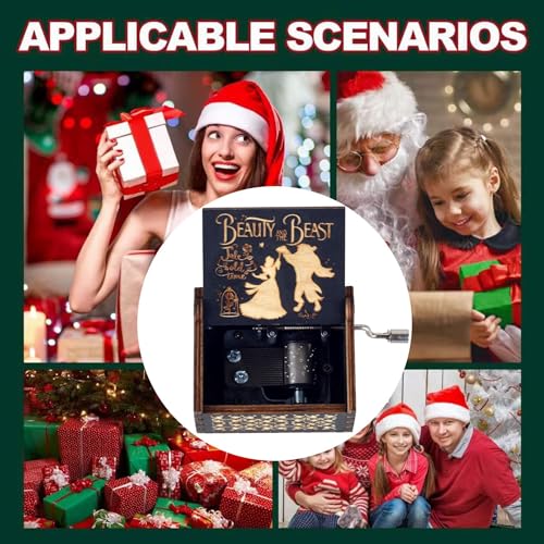 Beauty Music Box Beast Wooden Hand Crank Musical Box Gift for Her