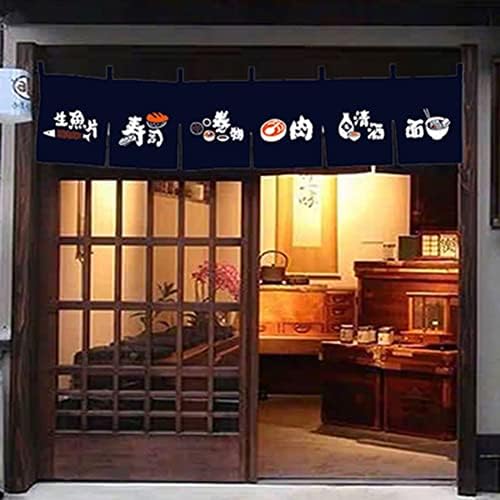 Japanese Sushi Restaurant Curtain Valance 45x165CM Royal Blue
