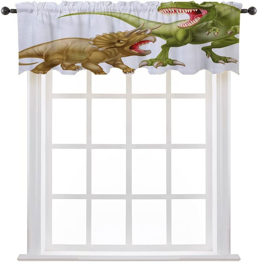 Dinosaur Window Valance with Blackout Fabric 42x18 Inches