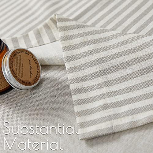 Vangao Farmhouse Valance Linen Blend Stripe Curtain 50x18
