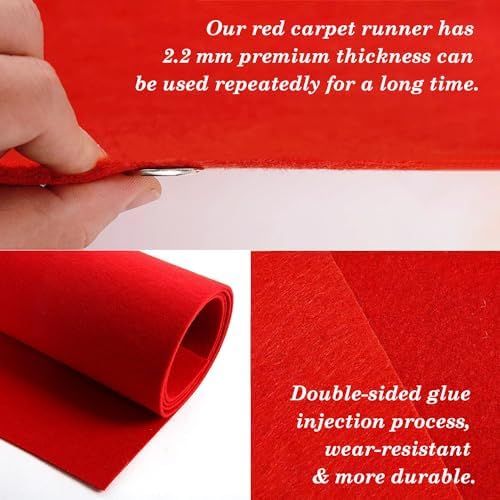 KOLIPI Red Carpet Runner 33x33ft 200 GSM Thick Luxury Aisle Rug
