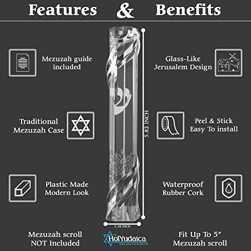 HolYudaica 5 Inch Mezuzah Case with Jerusalem Design