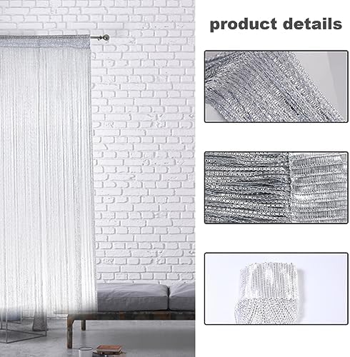 Eioflia Beaded Door Curtain 79x39 Inch Grey