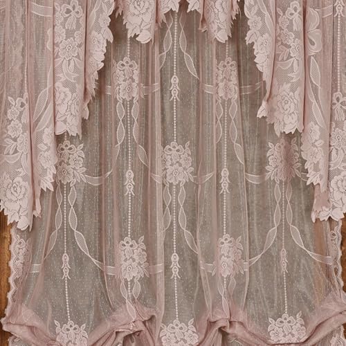 Victorian Rose Garland Lace Window Treatment Set