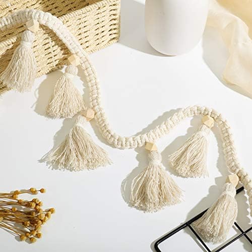 Tatuo Boho Macrame Tassel Garland 4 Pieces 374 Inch
