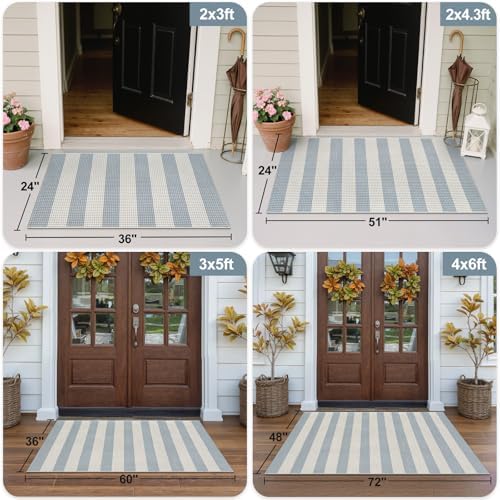 OJIA 24x36 Entry Rug Striped Indoor Outdoor
