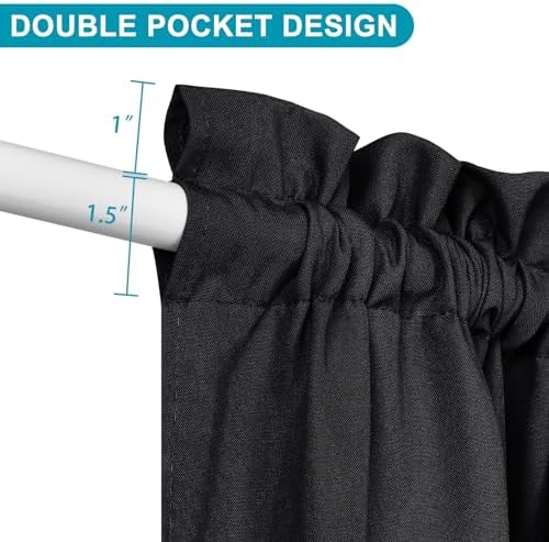Hiasan French Door Curtains Panel Black 24x40 Inch Rod Pocket