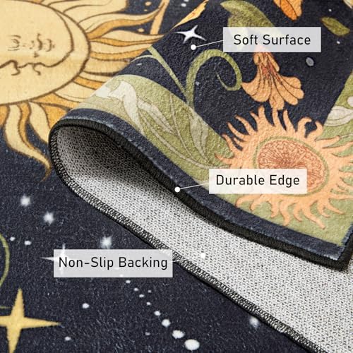 Ouyattle Luna Moth Area Rug 5x7 Black Floral Design