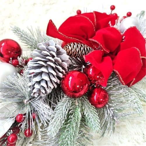 Red Artificial Christmas Teardrop Swags Pre Lit Staircase Decor