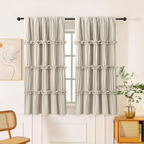 Thermal Insulated Blackout Curtains 42x63 Pair Boho Ruched
