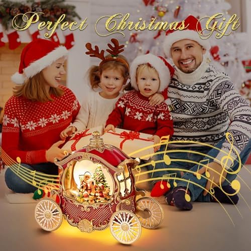 Christmas Carriage Snow Globe with Music and Timer