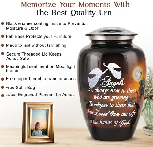 Handcrafted Large Urn for Ashes with Angel Quote