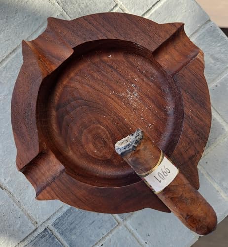 Personalized Walnut Cigar Ash Tray for Men