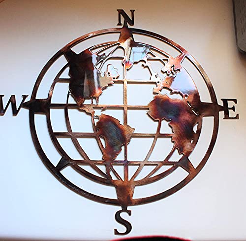 Nautical Compass Wall Art with Globe - 20 30 34 or 36 Inches