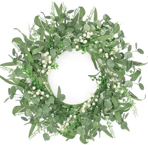 Artificial Eucalyptus Wreath 20 Inch Front Door Decor
