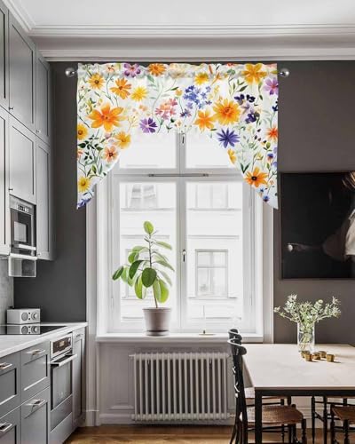 Spring Wildflowers Valance Curtains for Windows and Bathrooms