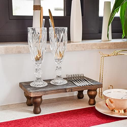 Rustic Wooden Riser with Pedestal Stand for Home Decor