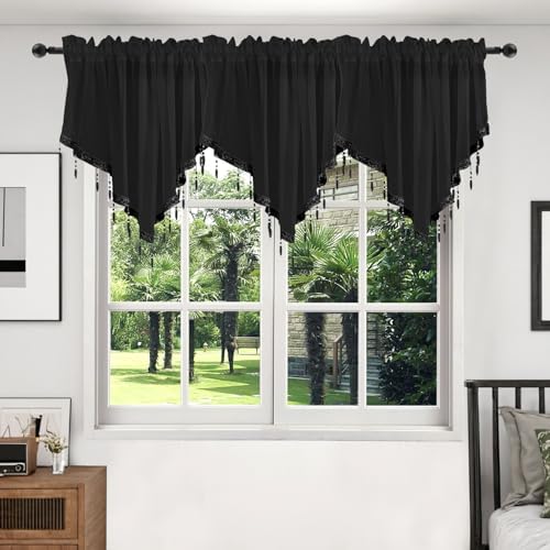 Lace Valance Swag Curtain 51 Inch Black Rod Pocket