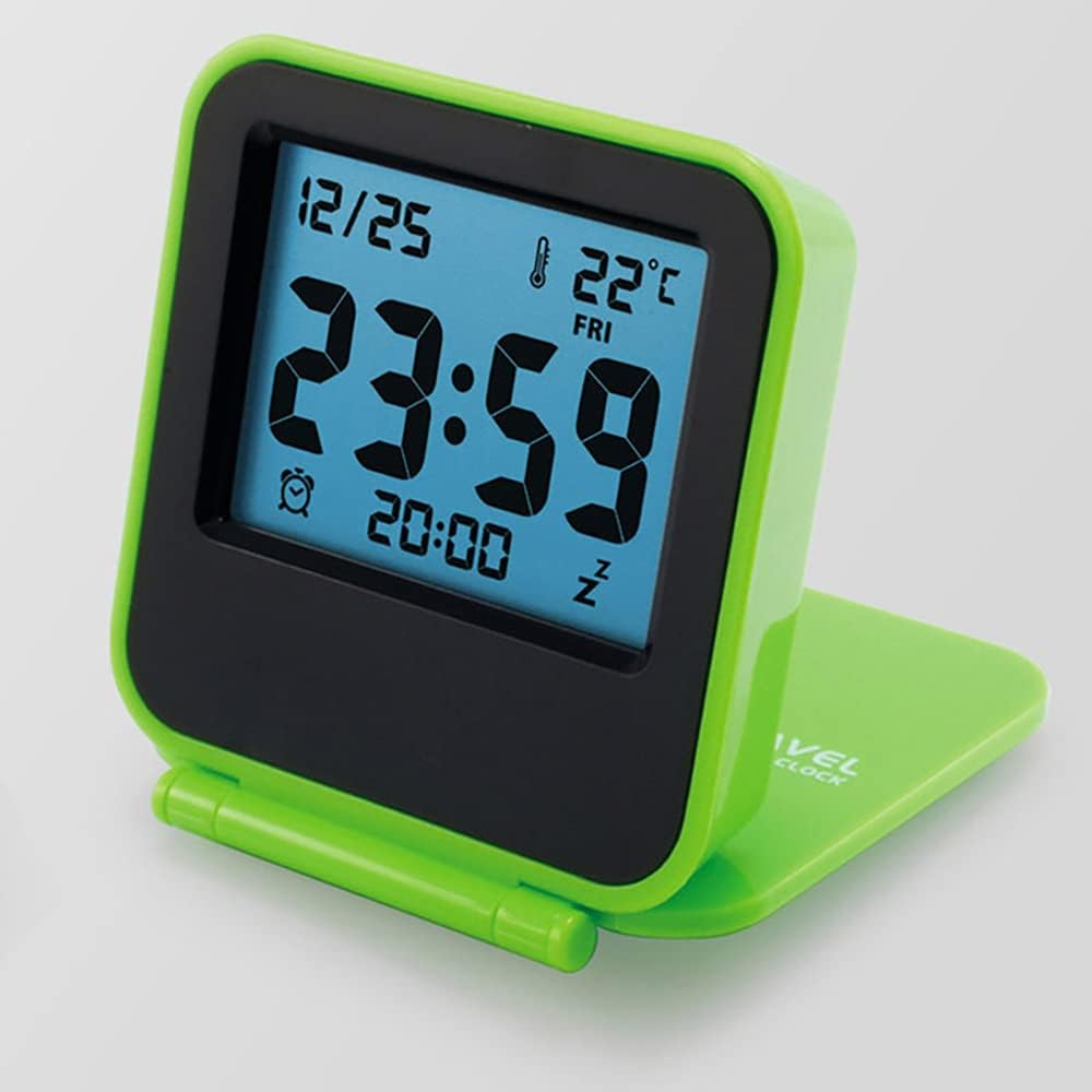 Portable Travel Alarm Clock with LCD Night Light and Temperature Display