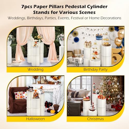 Dyna-Living 7PCS Foldable Cylinder Pedestal Stand Set
