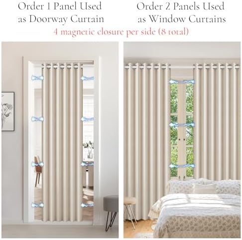 Blackout Faux Linen Door Curtain 80 Inch Accordion Style