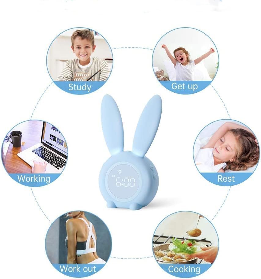 Cute Rabbit Alarm Clock with Temperature Display and Night Light