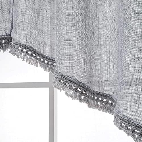 Beda Home Tassel Linen Swag Curtain Valance for Farmhouse Kitchen