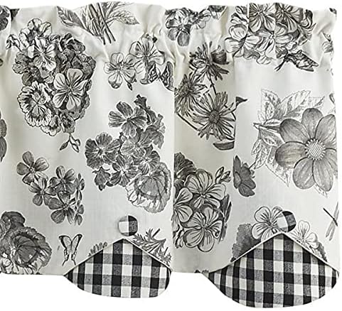 Park Designs White Geranium Lined Scallop Valance 15 L