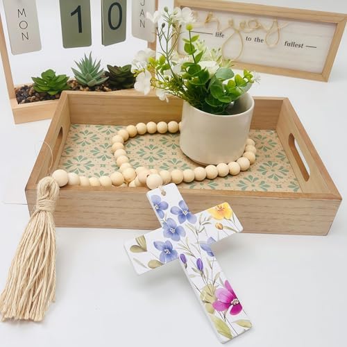 Wood Beads with Cross Tassels 45PCS Garland Decor