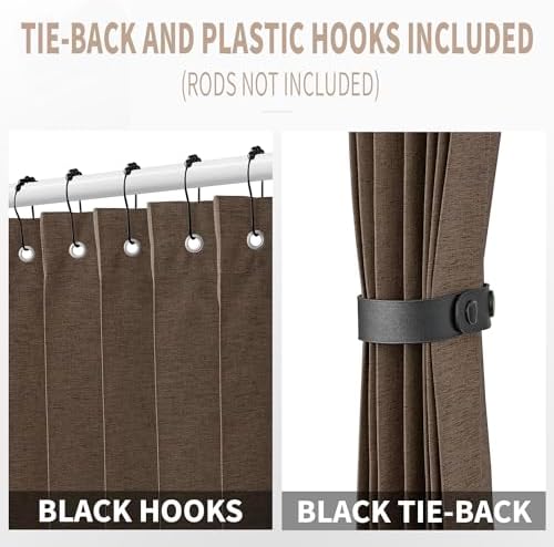 Vatge Door Curtains Brown 1 Panel Tieback Divider