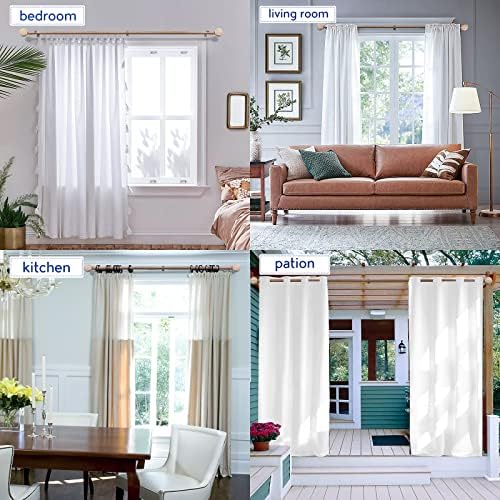 Adjustable Wood Curtain Rods 72-144 Inch 2 Pack Heavy Duty