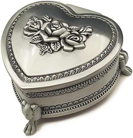 Emboss Alloy Metal Music Box With Golden Movement