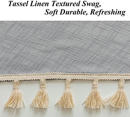 Beda Home Tassel Linen Swag Curtain Valance for Farmhouse Kitchen 1