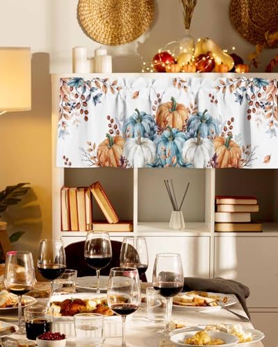 Orange Blue Grey Fall Valances for Windows 42x18