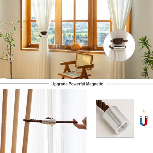 Contoeey Magnetic Curtain Tiebacks 4 Pack Coffee Finish