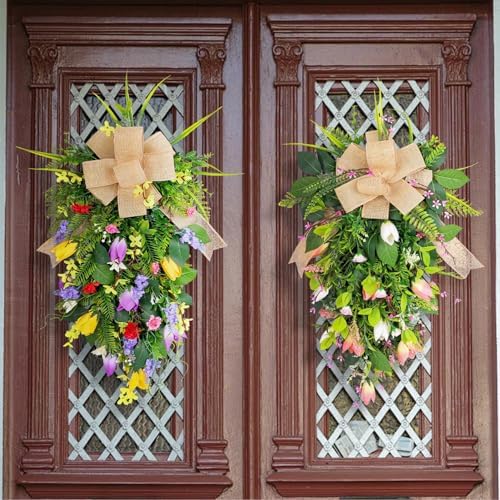 Tulips Teardrop Swag Decorative Wall Decor with Greenery