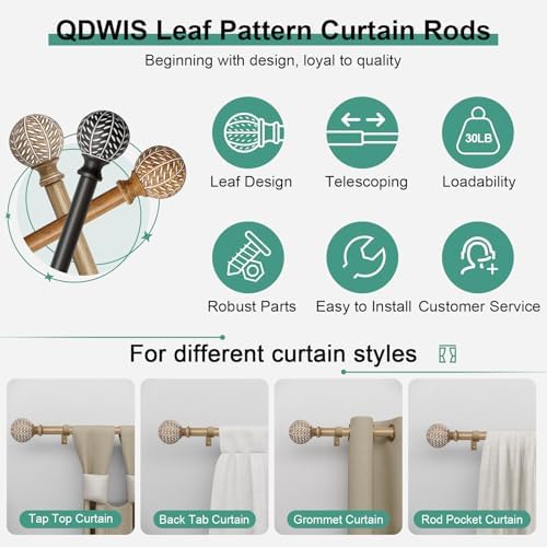Weathered Wood Boho Curtain Rods 18-60 Inch Set