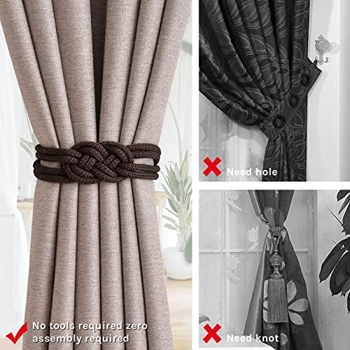 NICEEC 2 Pack Magnetic Curtain Tiebacks Coffee