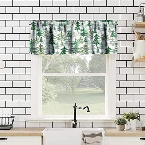 Green Forest Tree Valance Curtain Pine Coniferous Design 54x18in